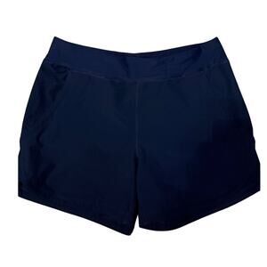 Lands End UPF 50 Womens Navy Blue Board Shorts Built-In Panty Liner Size 12 NWOT